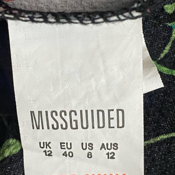 Missguided Floral Midi Dress Black Red Size 8 - Picture 8 of 8